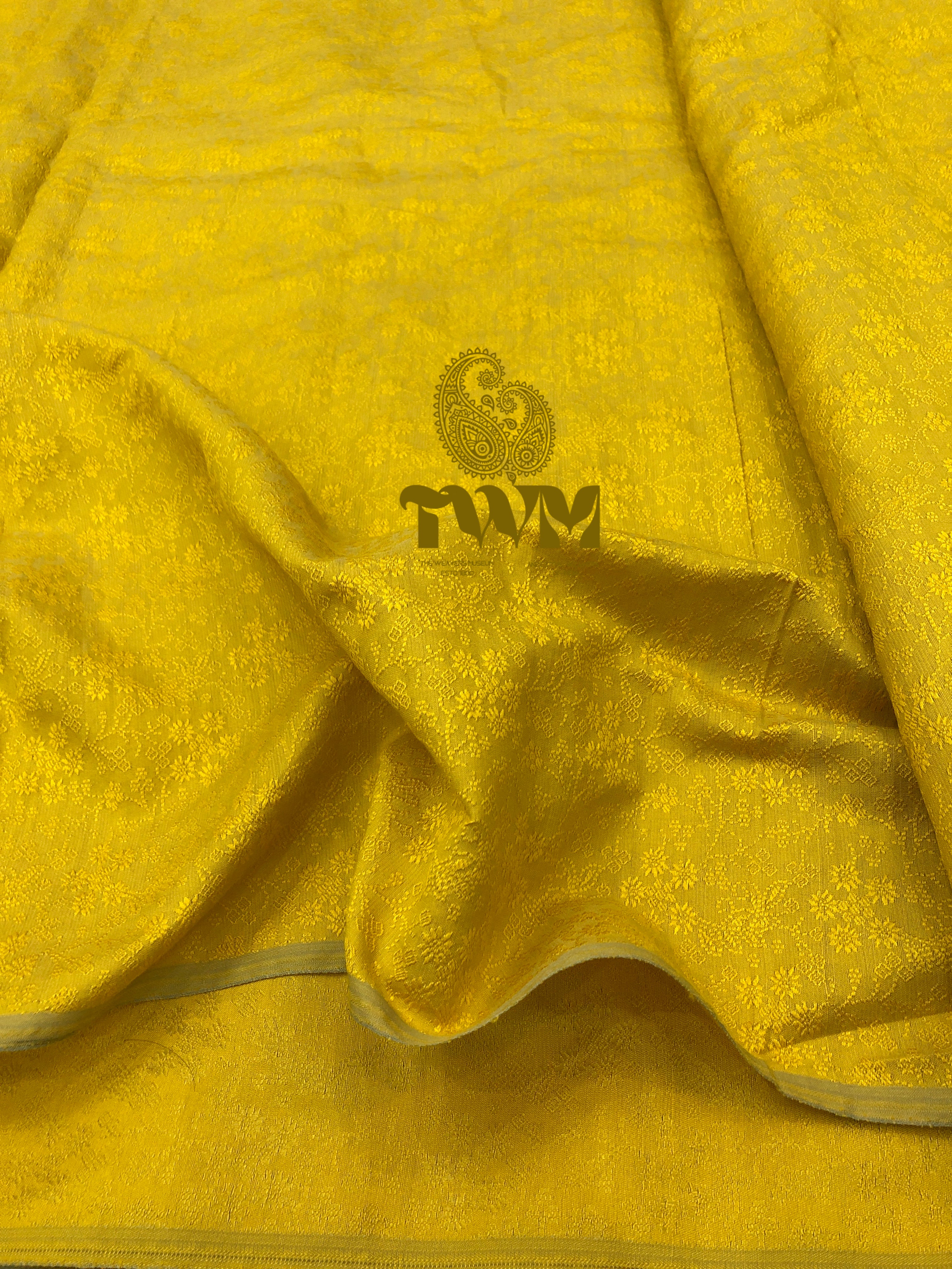 Yellow Premium Handloom Cotton Jacquard Fabric