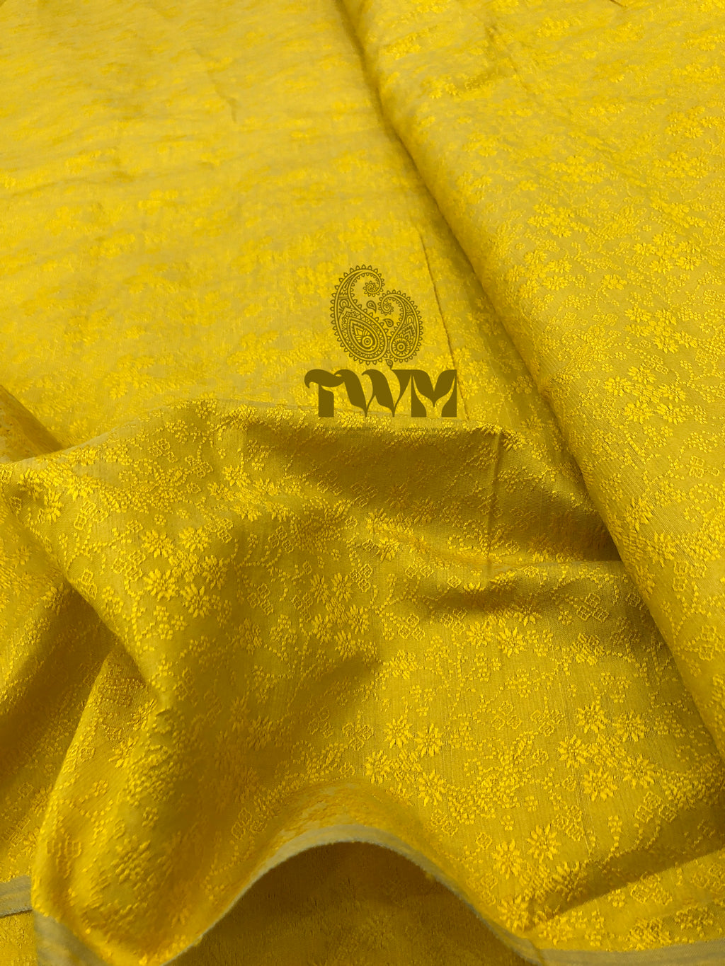 Yellow Premium Handloom Cotton Jacquard Fabric