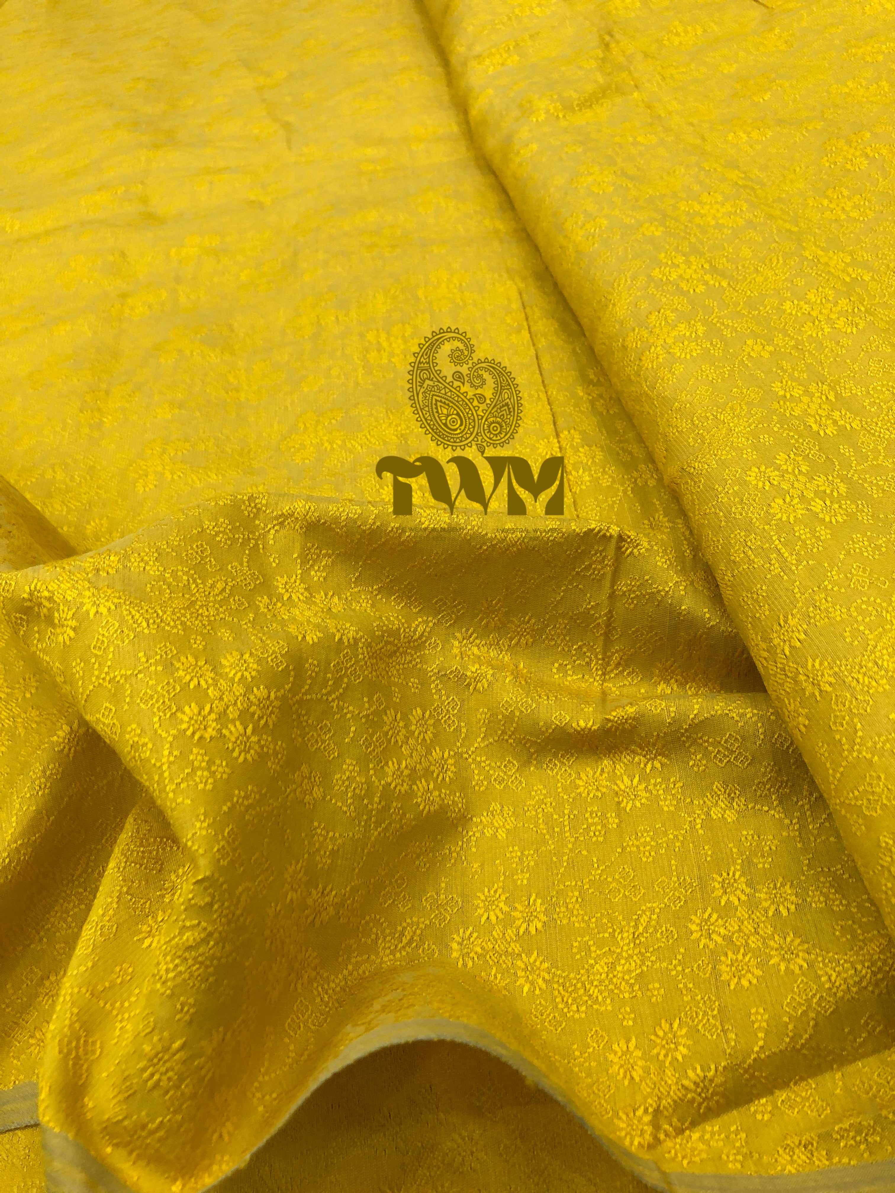 Yellow Premium Handloom Cotton Jacquard Fabric
