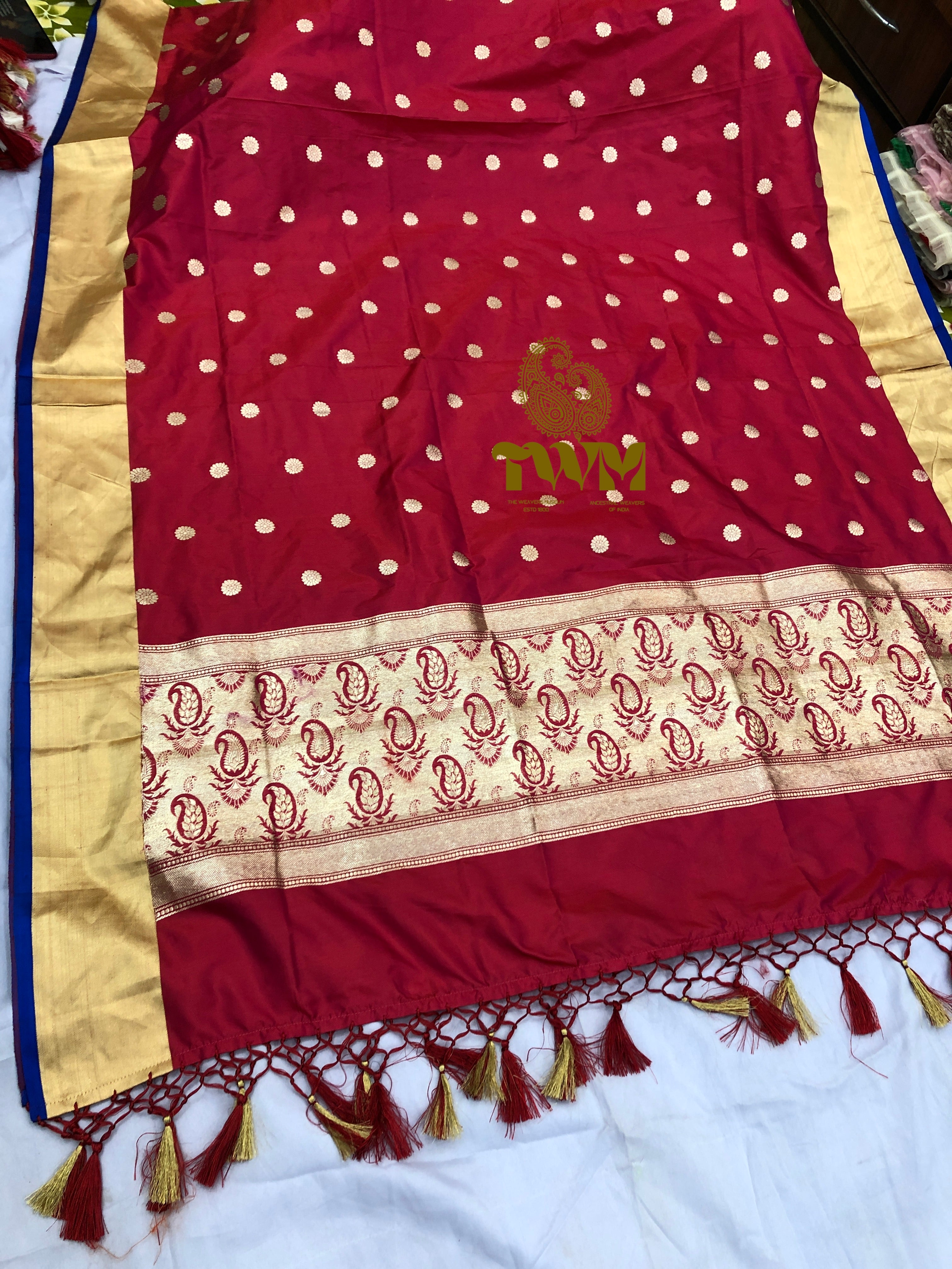 Victorian Rose Pure Banarasi Katan Silk Dupatta