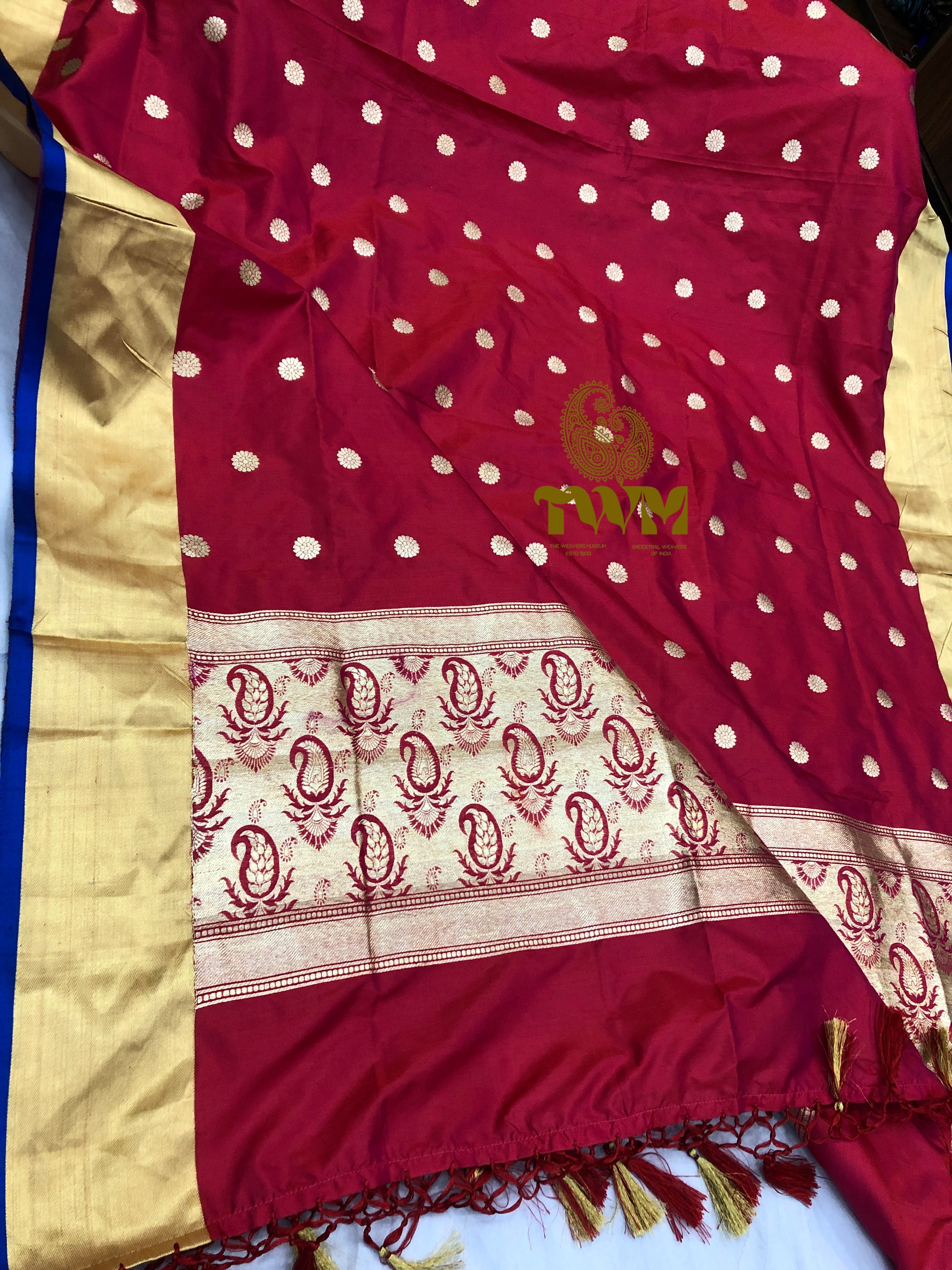 Victorian Rose Pure Banarasi Katan Silk Dupatta
