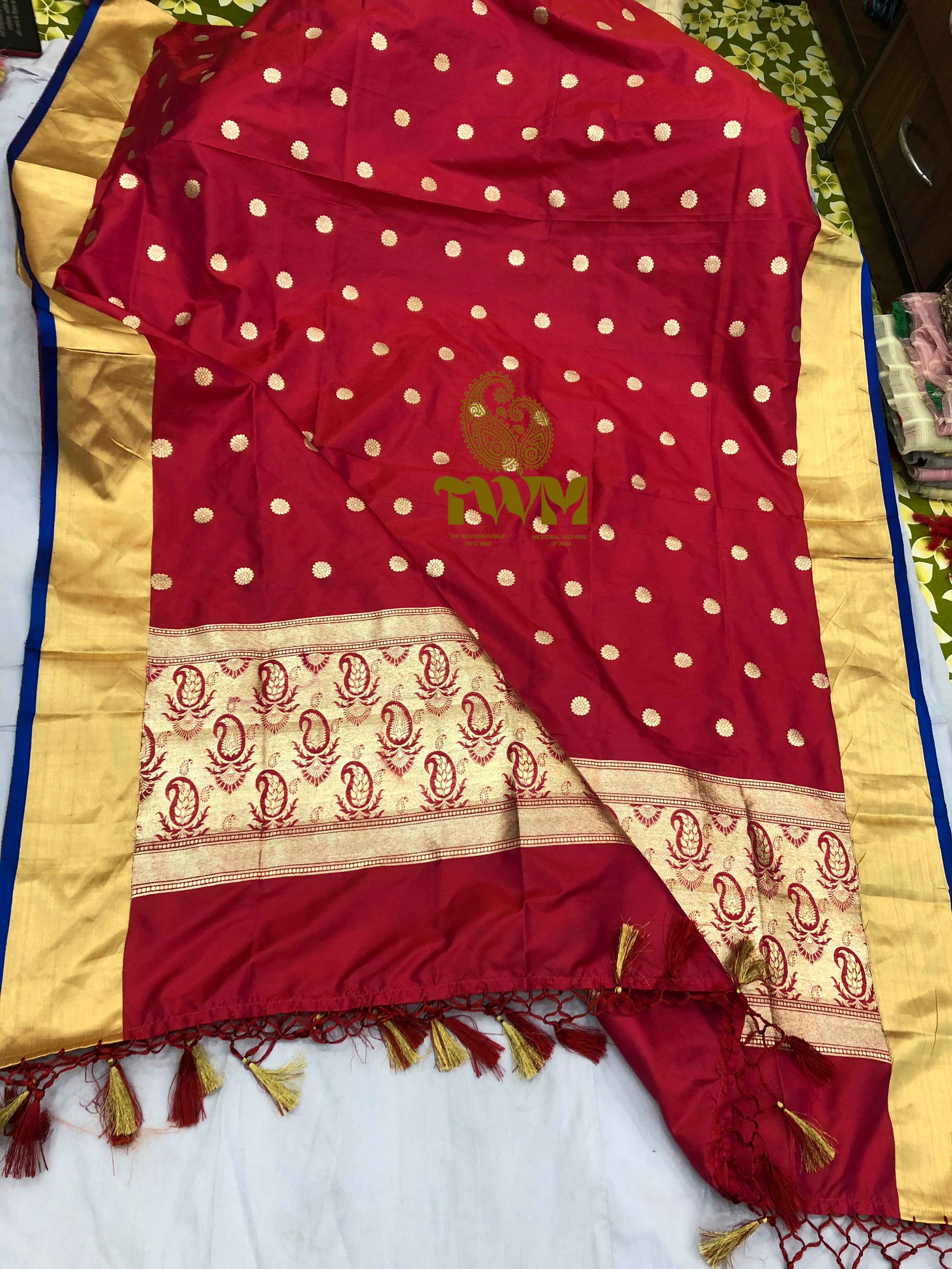 Victorian Rose Pure Banarasi Katan Silk Dupatta