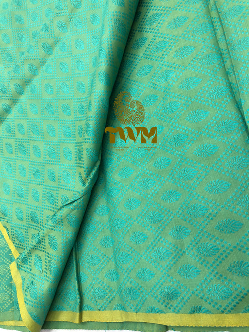 Dual tone Sea Green Green Handloom Cotton Fabric