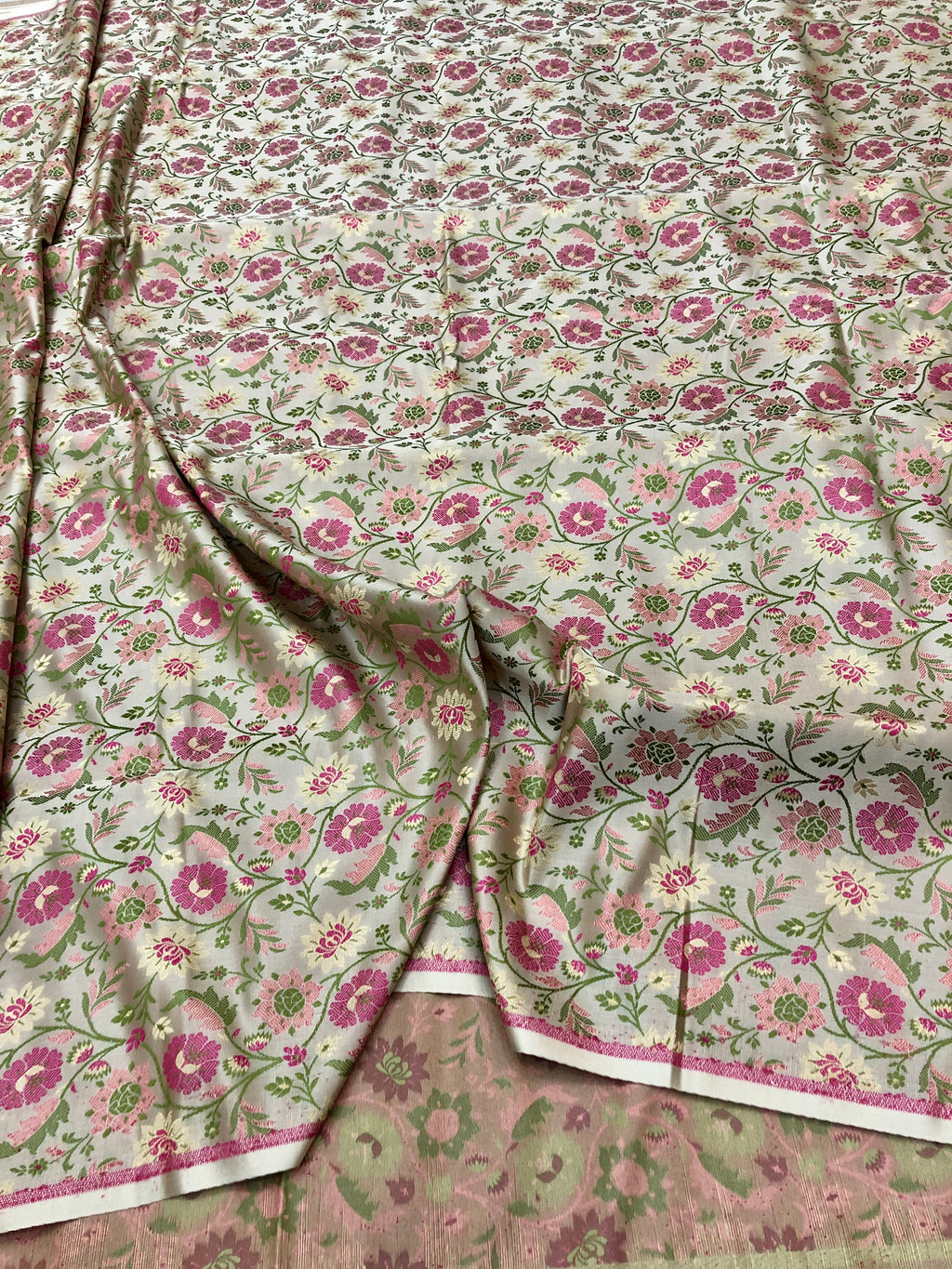 Pure Silk Jamawar Kimkhab Fabric