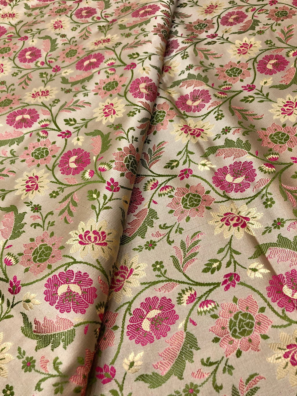 Pure Silk Jamawar Kimkhab Fabric