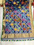 Decorative Dupattas with floral patterns and tassels on a plain background weaving 